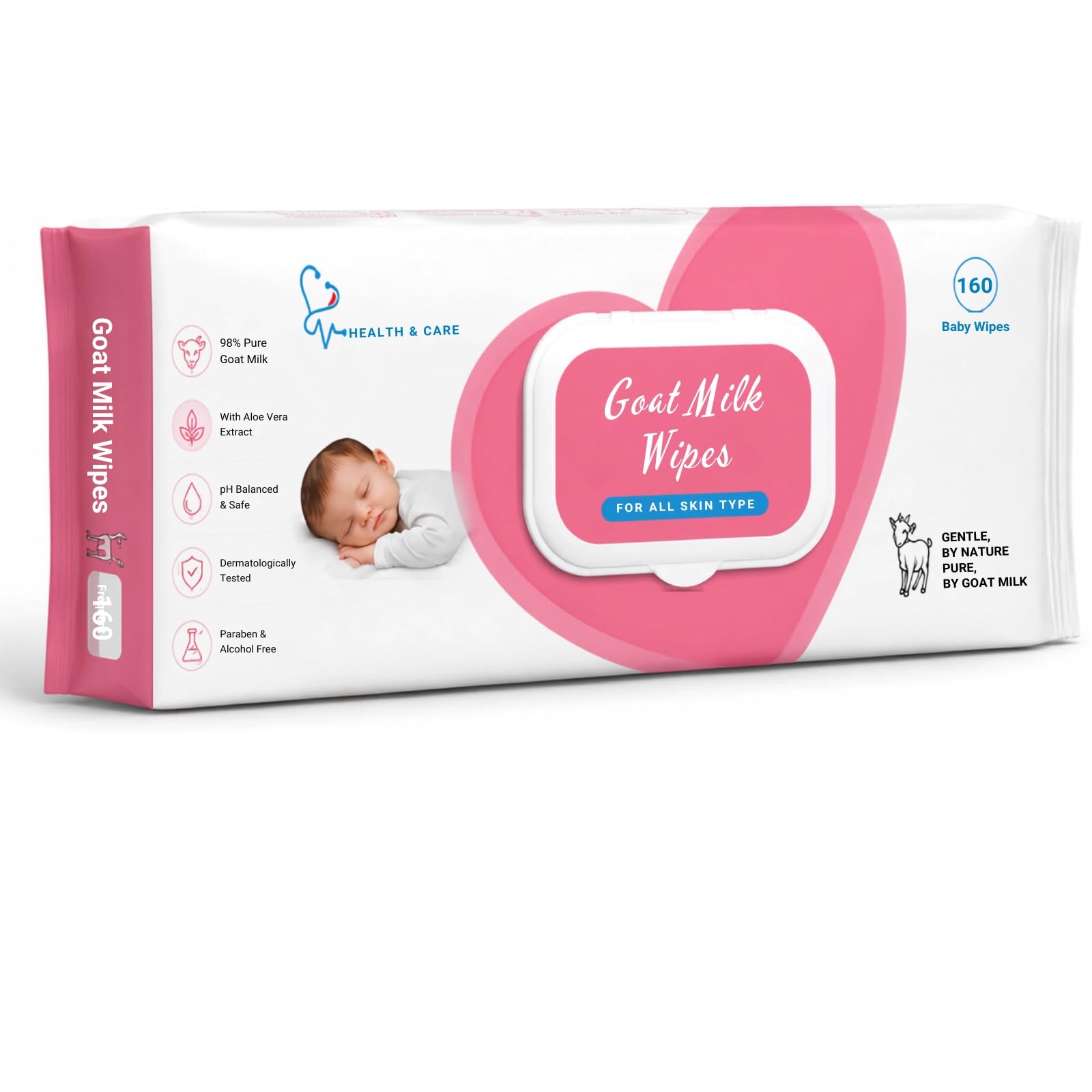 Sensitive Skin Baby Wipes with Goat Milk | Premium Soft Wet Wipes for Infants & Toddlers | Gentle Moisturizing Cleaning Wipes for Diaper Care & Baby Hygiene | 160 Wipes pack of 3-image-20