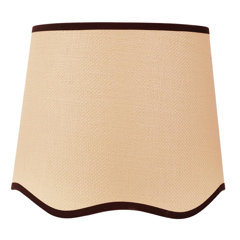 Valuelights Unisex Black Dutton Natural Fabric Scallop Edge Large Lamp Shade W/ Led Bulb In