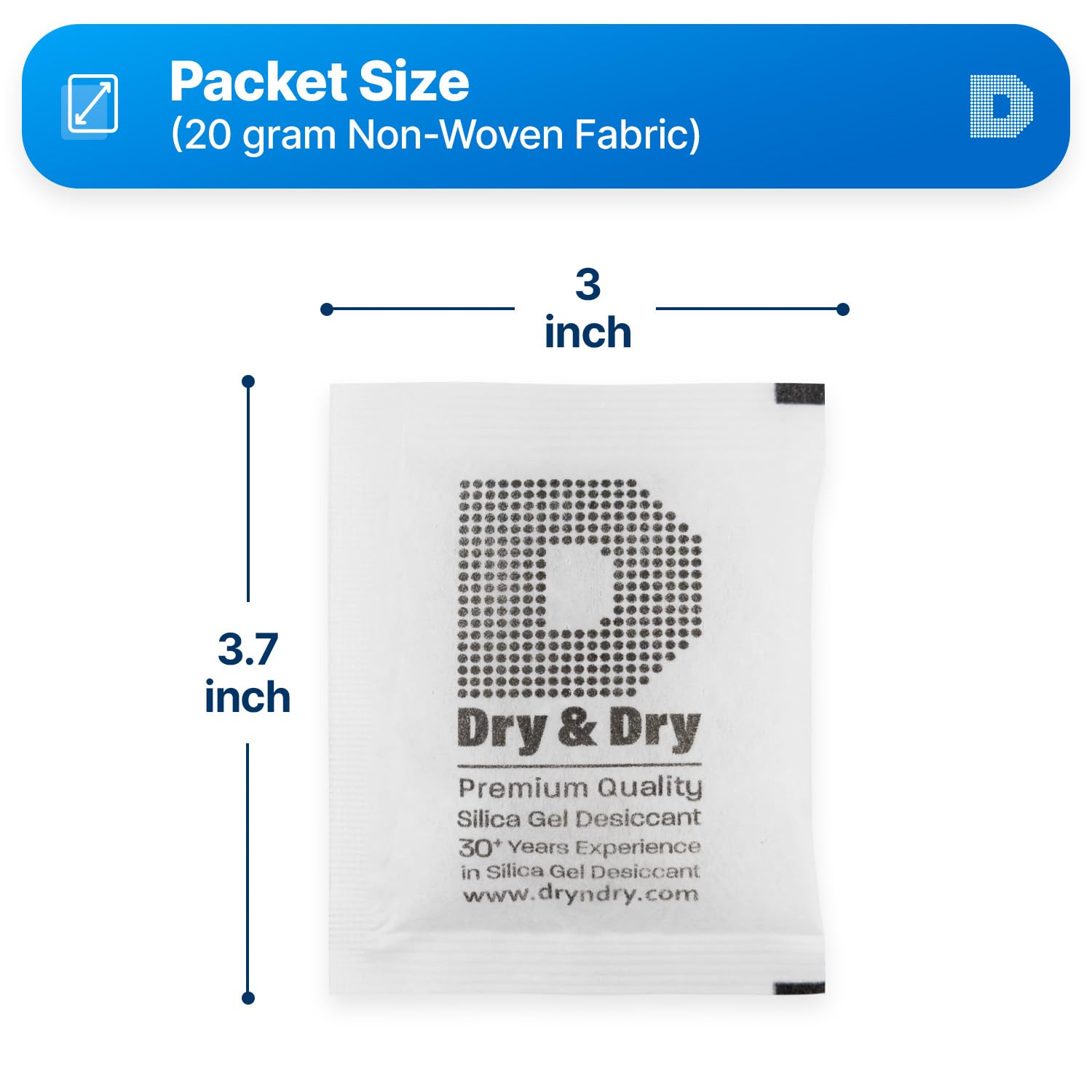 20 gram Lot de 25,4 cm Dry & Dry "paquets de gel de silice Déshumidificateur d'absorbeur d'humidité, blanc, 20 Gram - 5 Pack