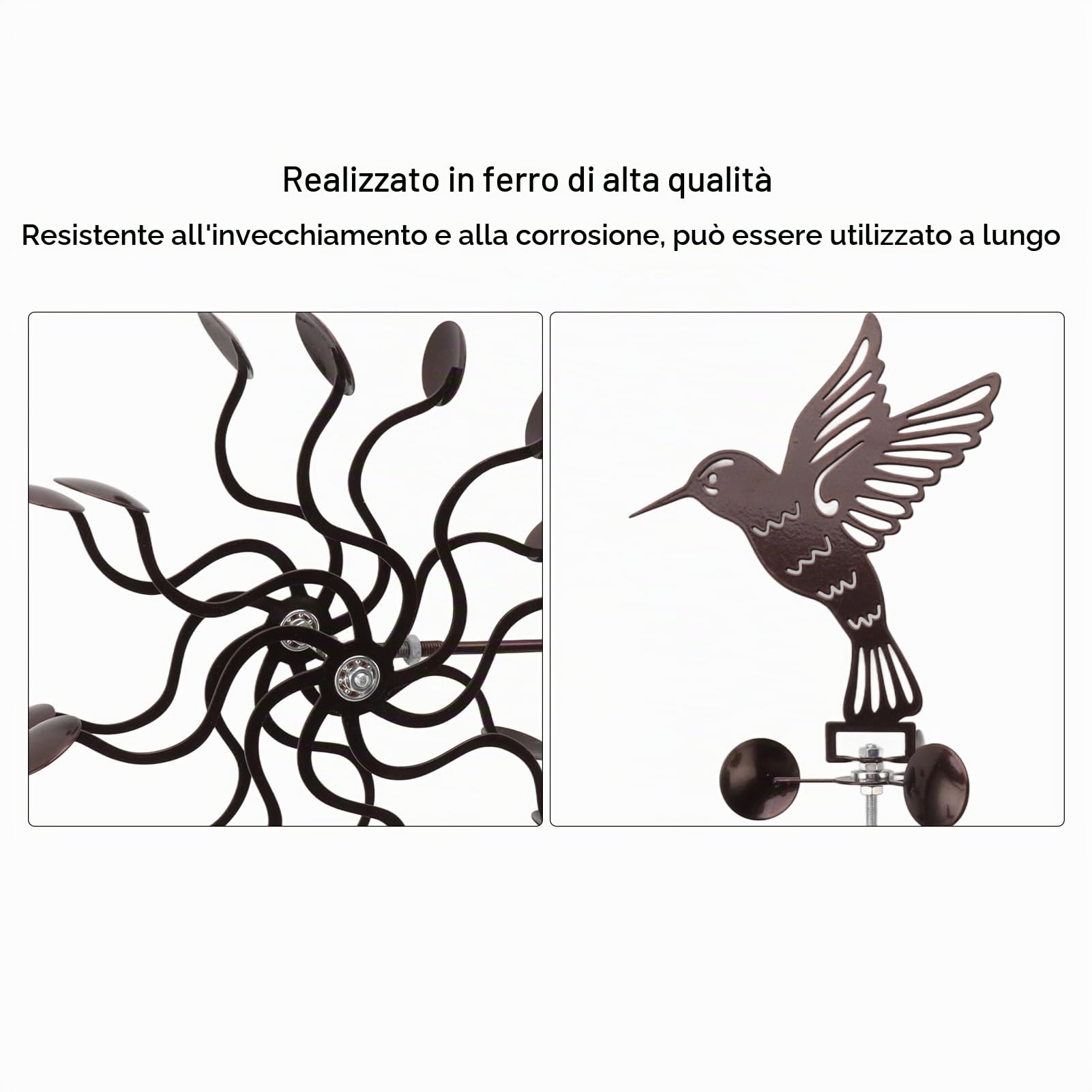 Girandola a Vento Colibrì Mulino a Vento in Metallo Scultura a Vento Catchers Per Mulini a Vento Per Decorazioni da Giardino Per Patio All'aperto