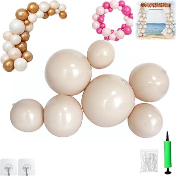 Reusable Balloon Garland Arch Kit, Inflatable Balloon Arch, Reusable Balloon Arch Inflatable, 3/7 PCS Linked PVC Balloon Garland, Easy Setup Party Decoration for Birthday Wedding Beige, 7 Balls