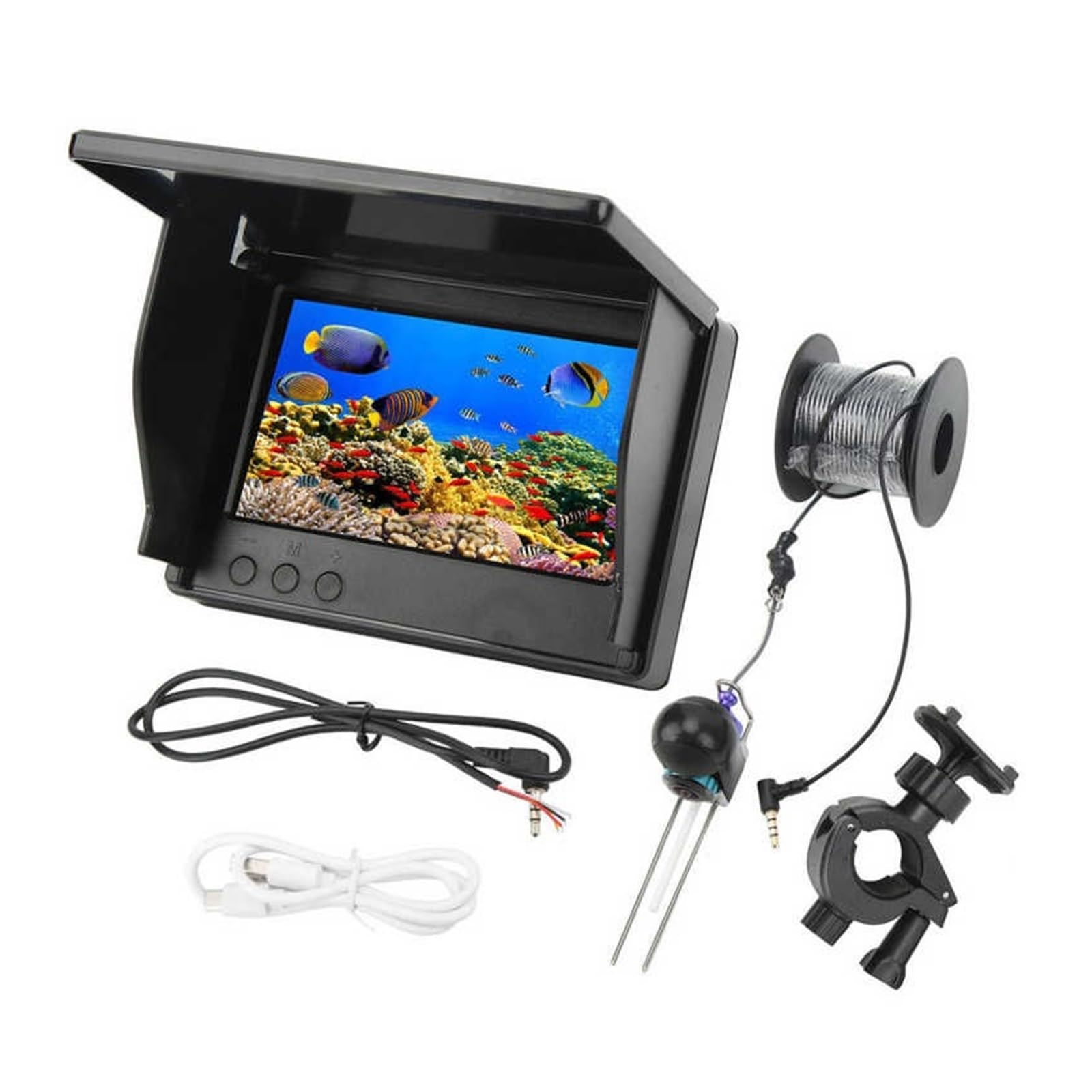 CVFRDD Underwater Fishing Camera Underwater Video Fish Finder 4.3in HD Display Screen Fishing Camera Kit With Rod Bracket For Outdoor for Ice Sea Lake Boat Fishing(20m Fishing Line)