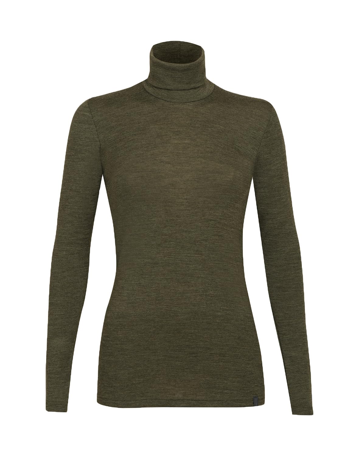 Dilling Women's Dark Green Mottled Merino Wool Turtleneck Shirt, 18
