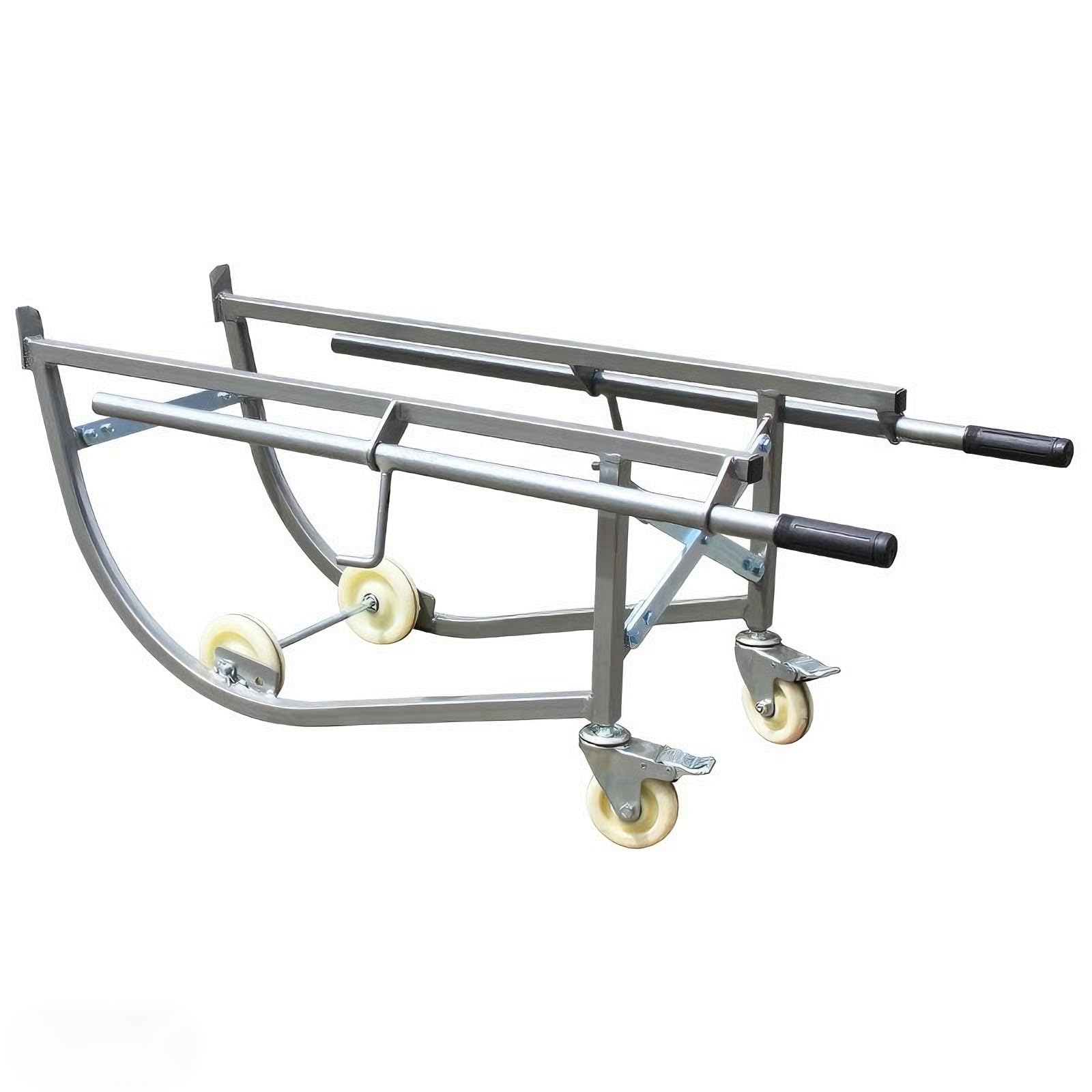 GLETSF Drum Cart - 600lb Capacity Movable Cradle with Wheels for 55-Gallon Drums, Tilting Steel Cradle for Workshops and Factories,Silver