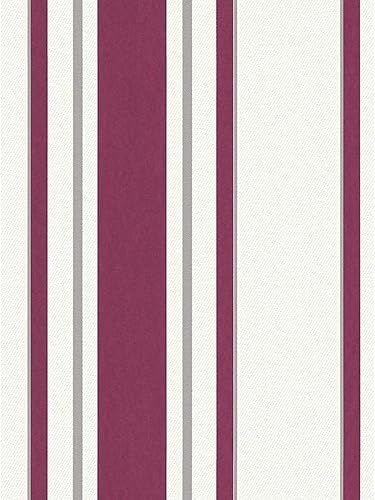 CONCORD WALLCOVERINGS 940853 - Papel tapiz texturizado con rayas color burdeos blanco y gris 21 pulgadas x 33 pies