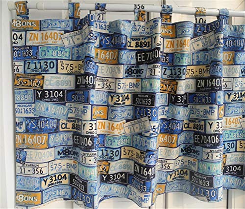 Rideau de cuisine en coton et polyester bleu effet rétro - 4