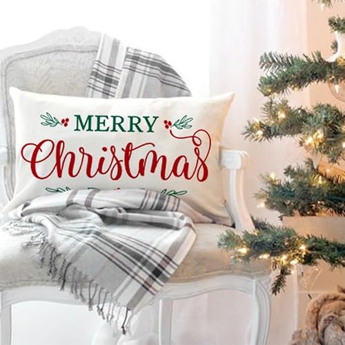 Miniatura 6 de PANDICORN Fundas de almohada de Feliz Navidad de 12 x 20 pulgadas, decoraciones navideñas de granja, almohadas lumbares de Navidad, fundas de