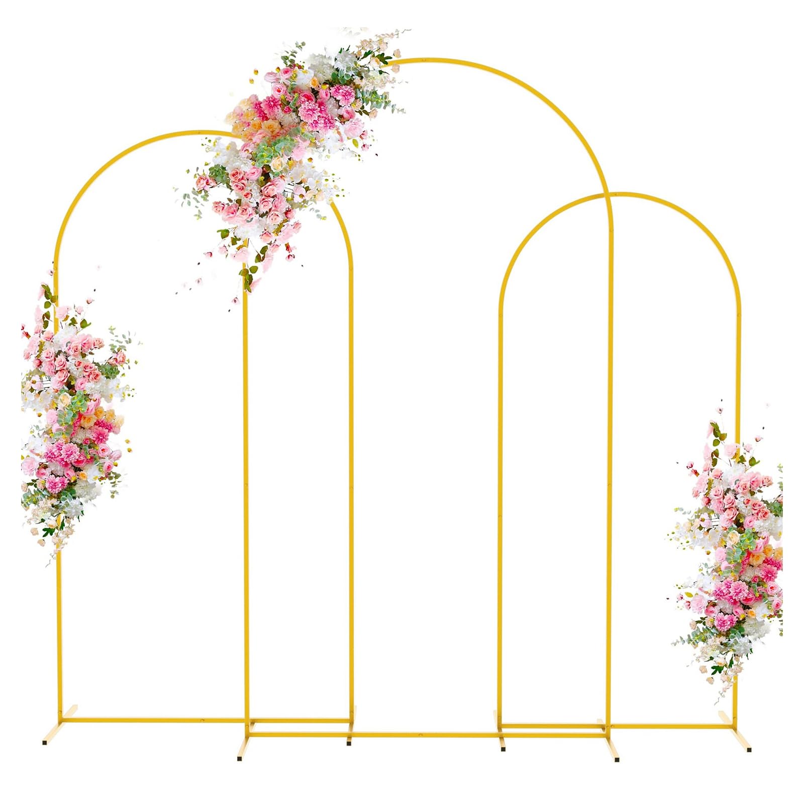Soporte de arco de globos metálico con 3 marcos modulares y portátiles para fondos de boda