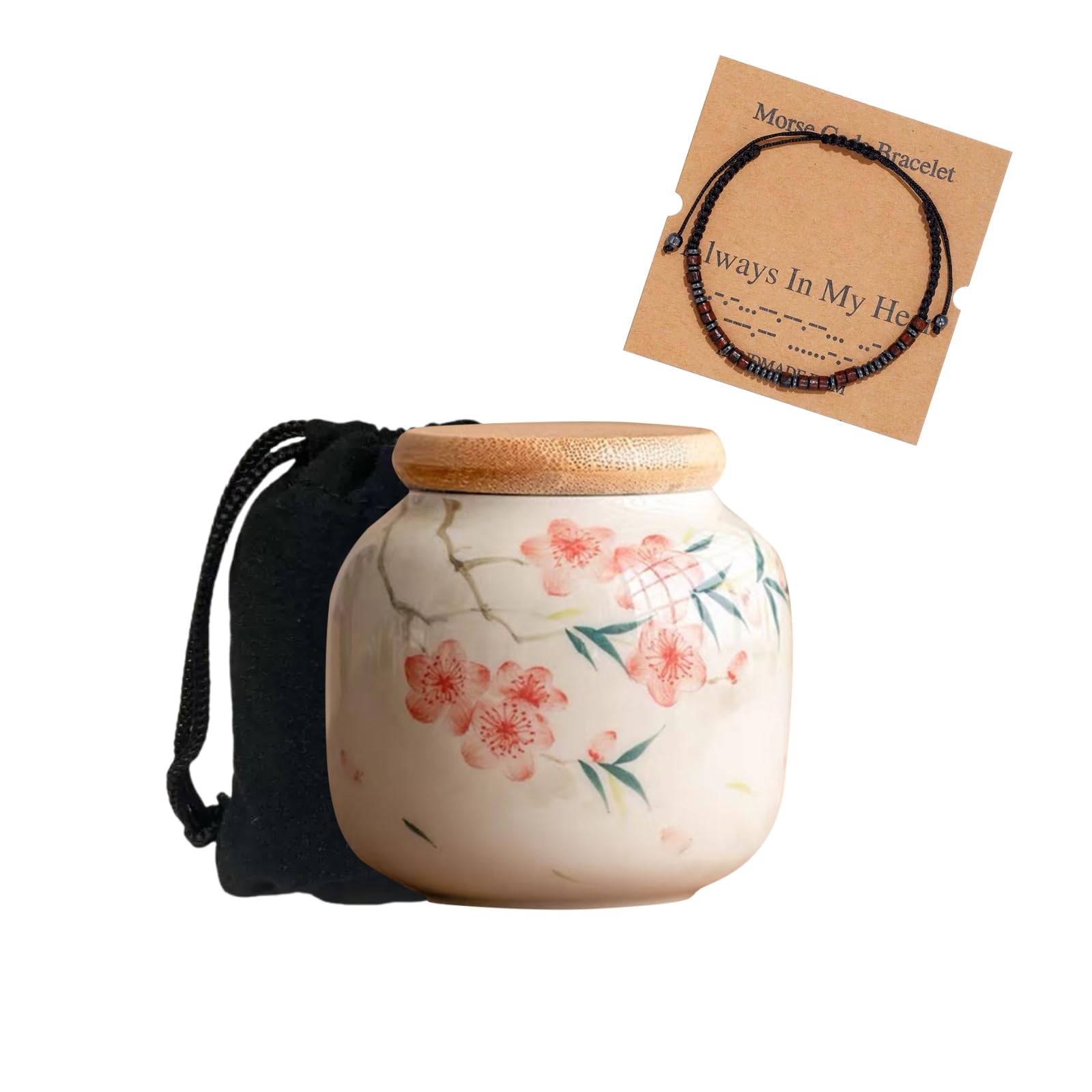 MYMYYT Small urn Ashes Keepsake - Flowers Ceramic urn ​for Humans， Funeral Memorial 3 inches urns for Adults, Child, Pets， Hold 10 Cubic inches -Qnty