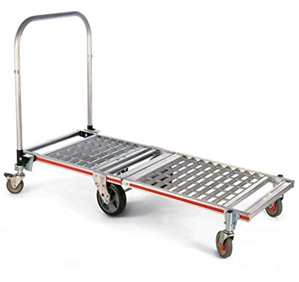 Magline MT1TA 6 Wheel Foldable Merchandising Platform Truck with Extension, 39" Handle and Balloon Cushion Wheel, 1500 lbs Capacity, 23-1/4" Deck Width