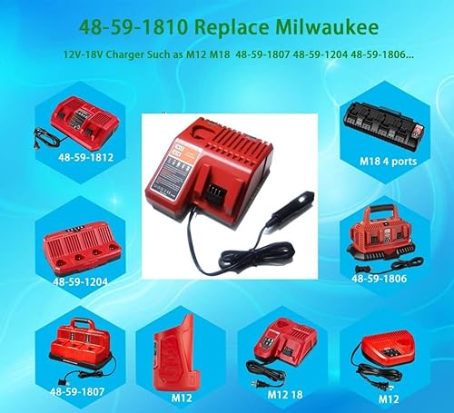 Miniatura 6 de EAGLEWING Reemplazo del cargador de vehículo Milwaukee Electric Tools Corp 48-59-1810, el cargador de batería del coche compailble con la batería