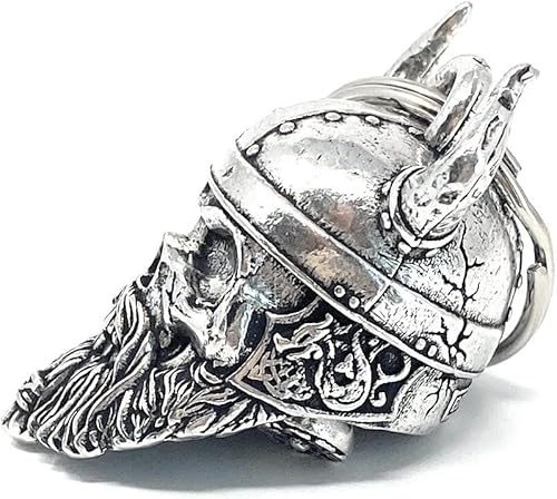 Miniatura 2 de Bravo Bells Viking Warrior Skull Bell - Accesorio de campana de motociclista o llavero para buena suerte en la carretera - Fabricado en los Estados