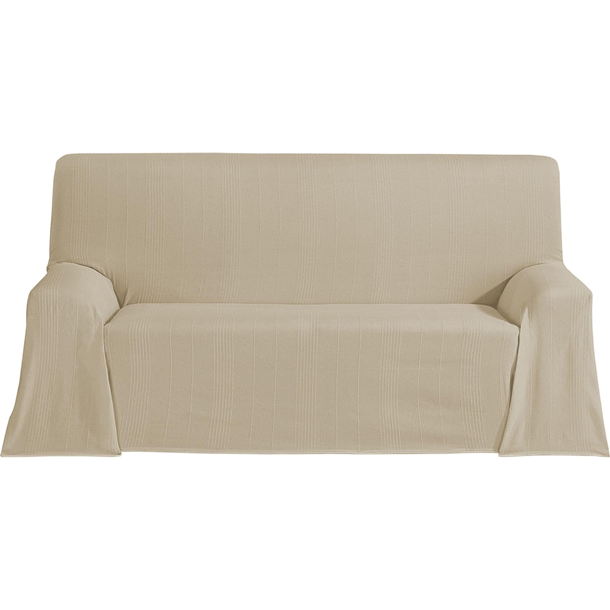 ECOMMERC3 Multi-purpose Foulard Size 230 x 260 cm for Sofa or Bed – Multi-purpose Bedspread Beige Decorative Bedspread for Sofa, Bed – Lightweight and Elegant