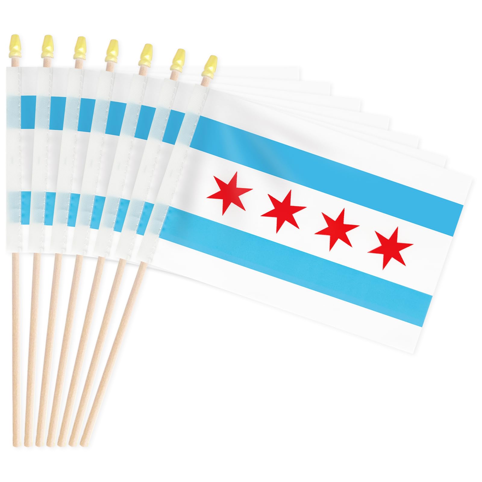 Bandiera di Chicago su sfondo bianco. Simbolo della città di Chicago. Simbolo della bandiera dell'Illinois di Chicago. Stella rossa e strisce blu Stati Uniti. Stile piatto Foto stock