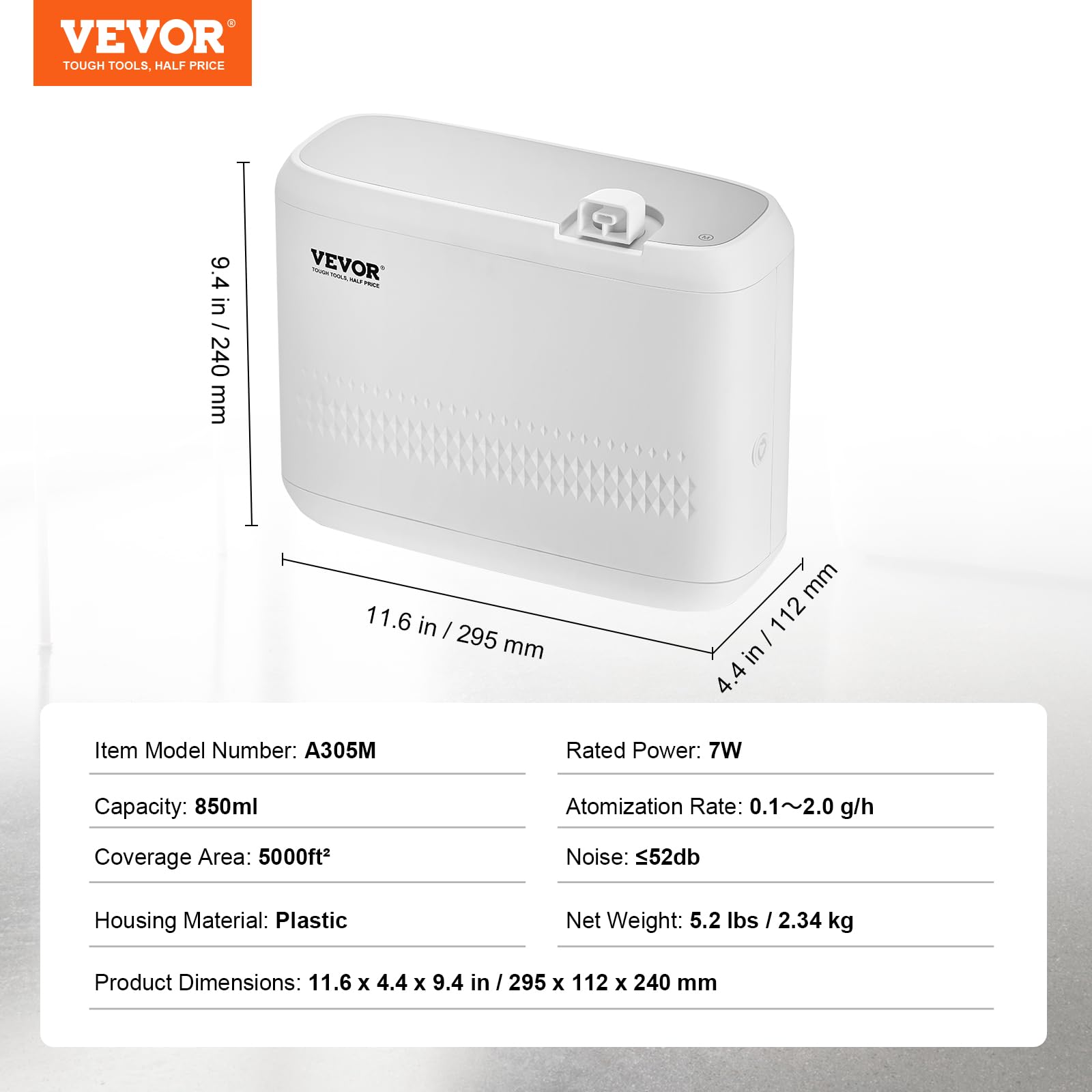 VEVOR Duftluftmaschine, 850ml Bluetooth Smart ätherisches Öl Diffusor, 5000sq.ft wasserlosen HVAC Duft Diffusor mit Kaltluft-Technologie, Aromatherapie Diffusor Maschine für Haus, Büro, Hotel