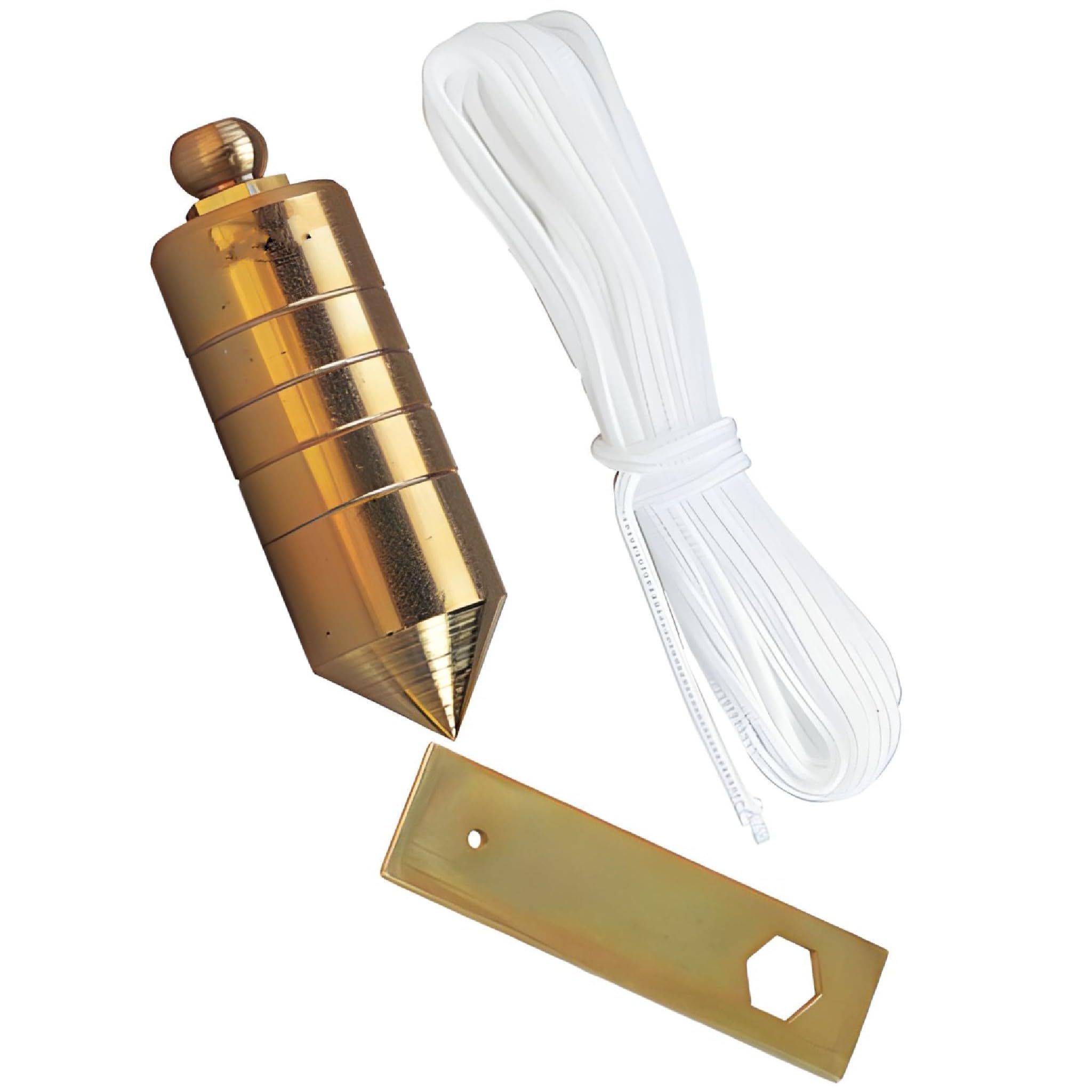 Bricoloco Plomada de albañil de acero zincado con cuerda de nylon para trabajos de construcción, metalurgia, carpintería. Pletina de hierro (300, Gramos)