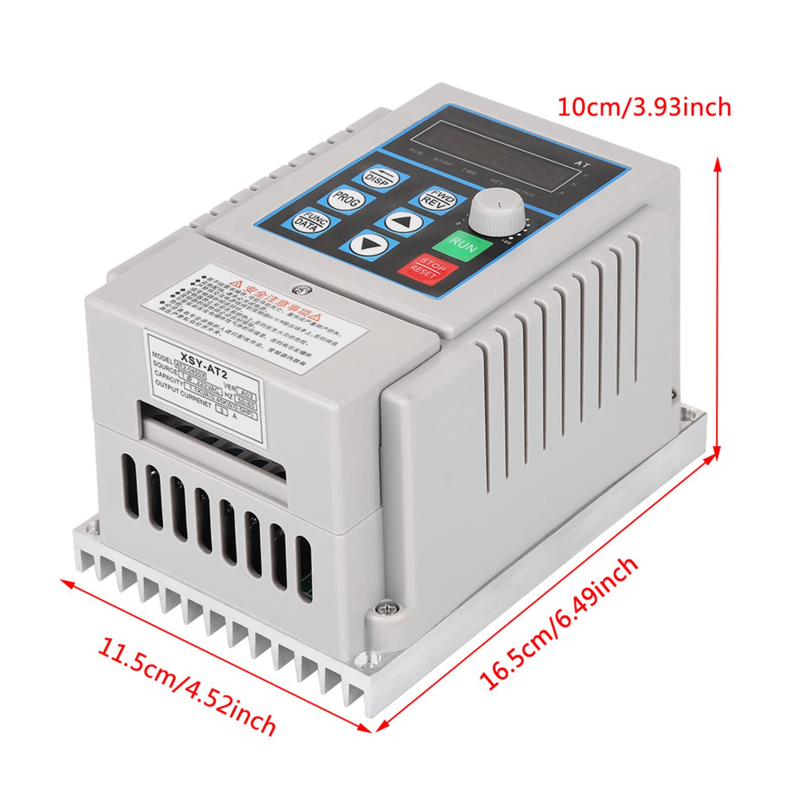VFD 0.45KW, Variador de Frecuencia, Convertidor Inversor de Accionamiento de Motor VFD de 220 VCA Controlador de Velocidad VFD para Motor de CA Monofásico (entrada Monofásica,