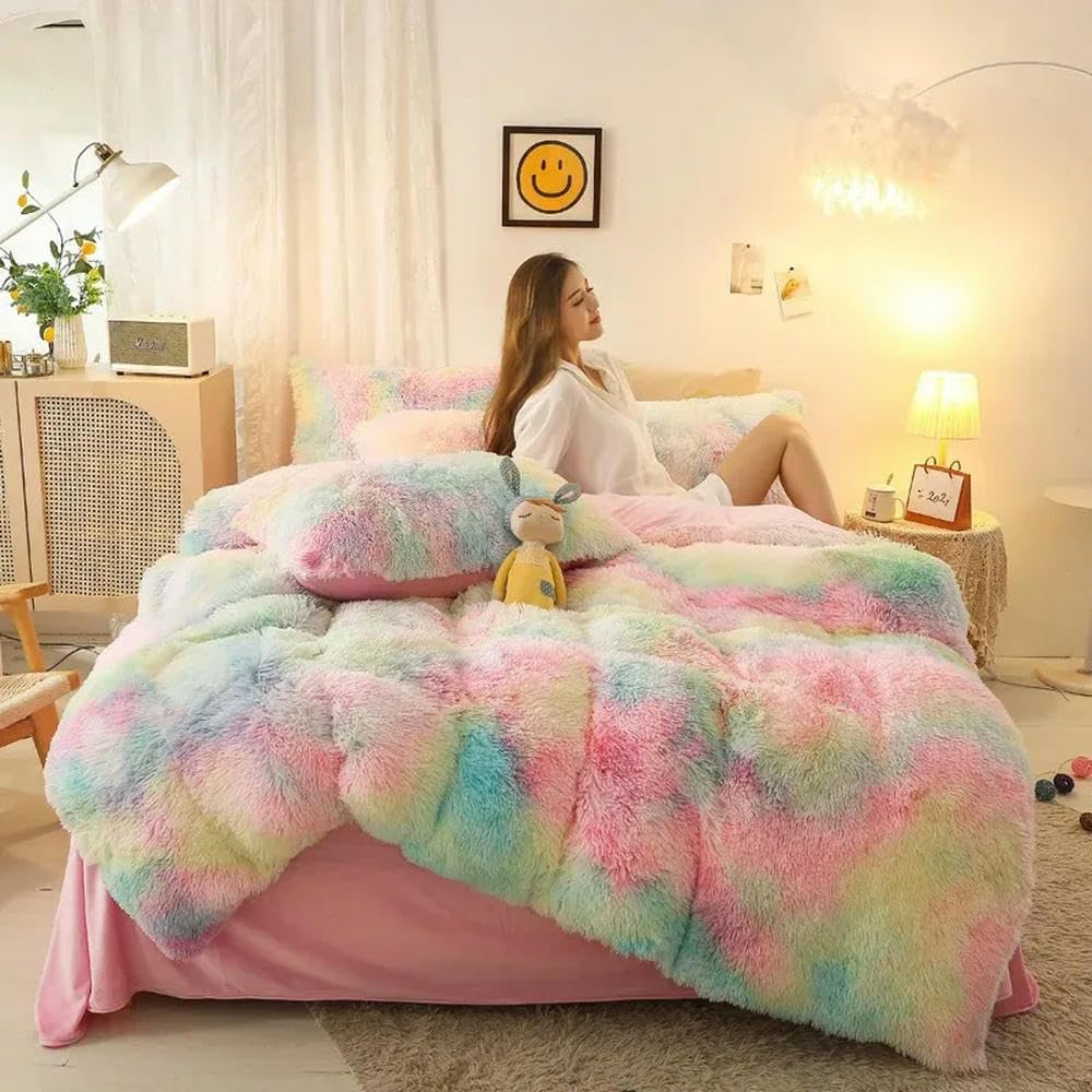LIUXIN Set di Biancheria da Letto Invernale in Fibra di Latte ispessente, Lenzuolo in Velluto, Pile di Corallo, Copripiumino in Flanella e Coperta con Angoli