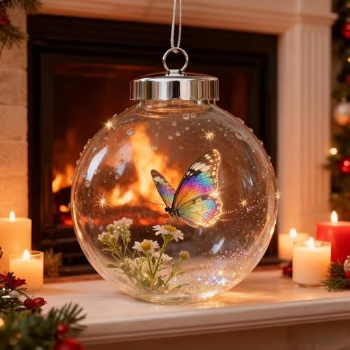 Miniatura 2 de Decoraciones de bolas de vidrio 3D de animales juguetones, colección 2026 Wildlife Wonders 2026, adorno de bola de cristal de pájaros y vida marina,