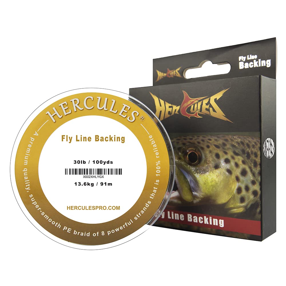 HERCULES Braided Fly Line Backing 20lb 30lb, 100Yds 300Yds, with Long-Lasting Color