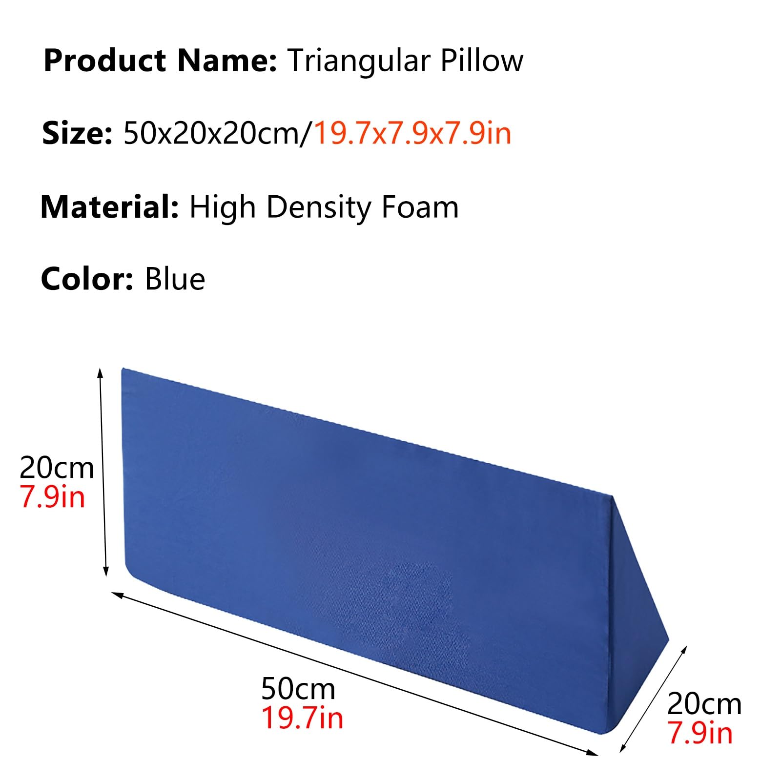 Almohada de cuña de espuma viscoelástica de grado médico para úlceras de cama, reflujo ácido, acidez estomacal y ERGE cojín triangular para pacientes postrados en cama, almohada triangular azul para