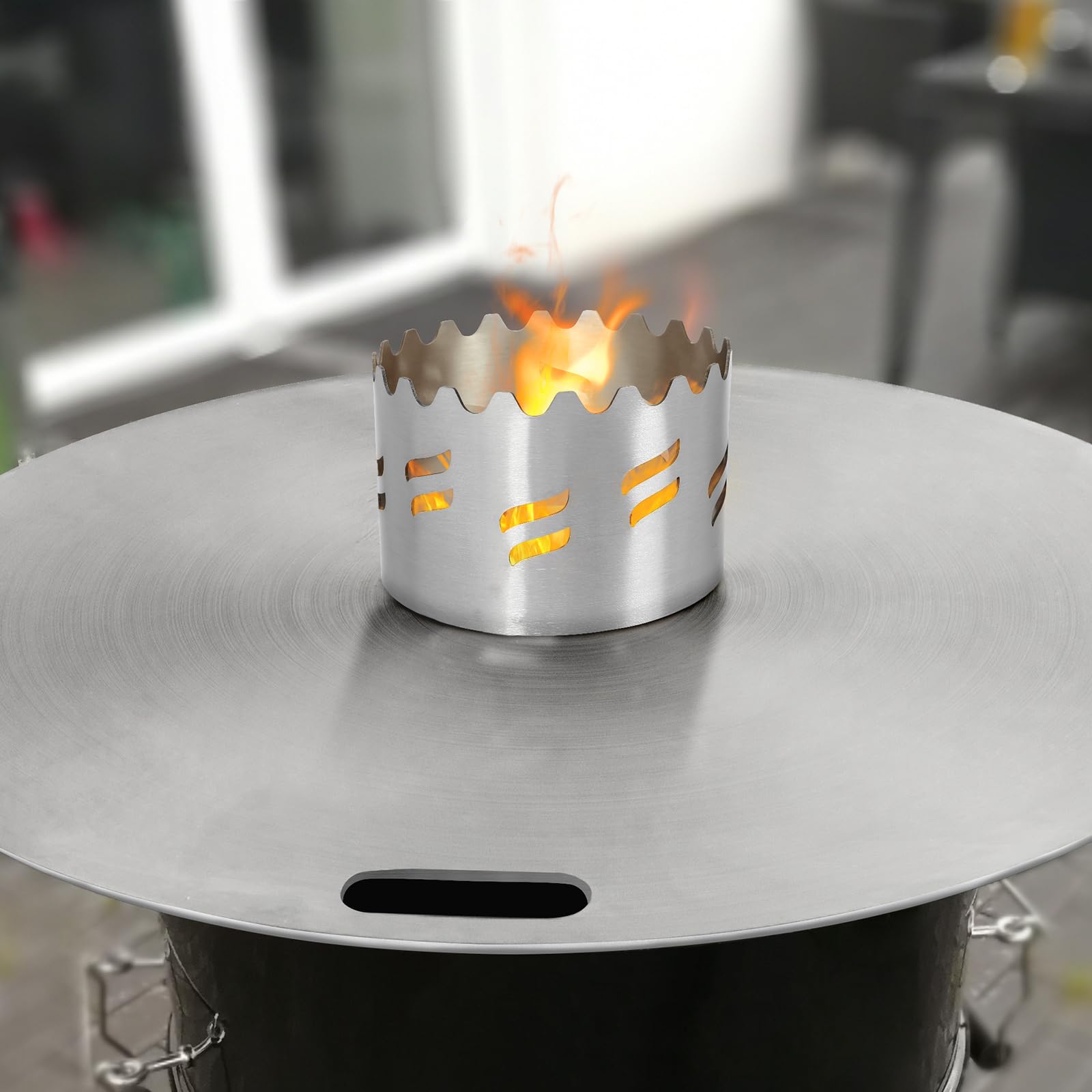 GFTIME Set di acquisto in acciaio inox per tutti i fuochi, piastra grill, plancha con apertura circolare Ø 20 cm