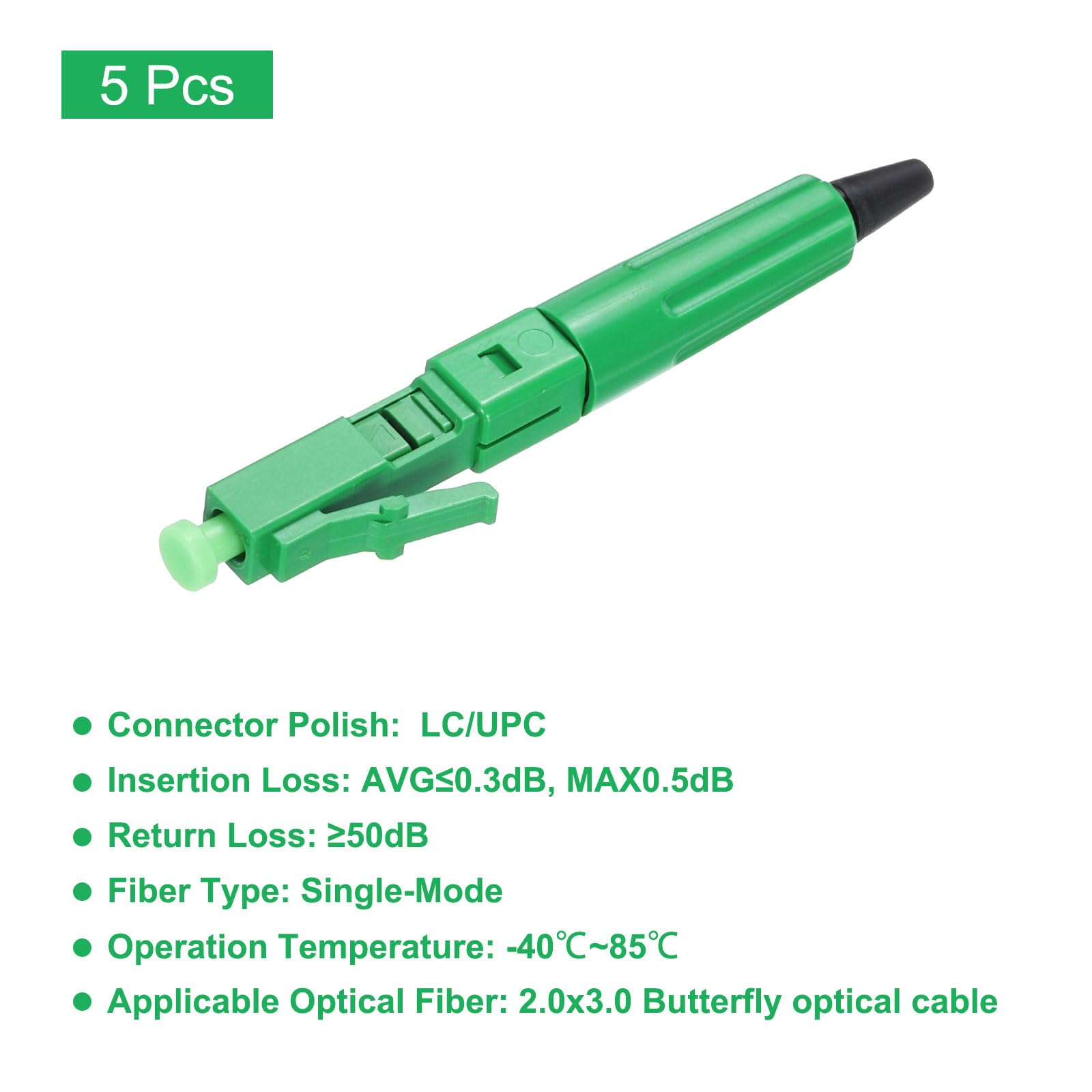 QUARKZMAN Connettore Rapido in Fibre Ottica Lc/Apc, Connettore Rapido per Cavo in Fibre Monomodale Lc, Adattatore per Connettori Rapidi per Reti Catv, Confezione da 5