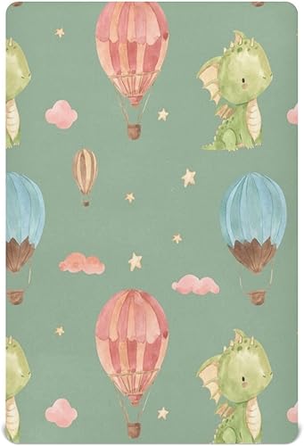 Kigai Fitted Crib Sheet for Boys & Girls Cute Dragon Soft Breathable Unisex Baby Sheets for Standard Crib and Toddler Mattresses 39 x 27 in