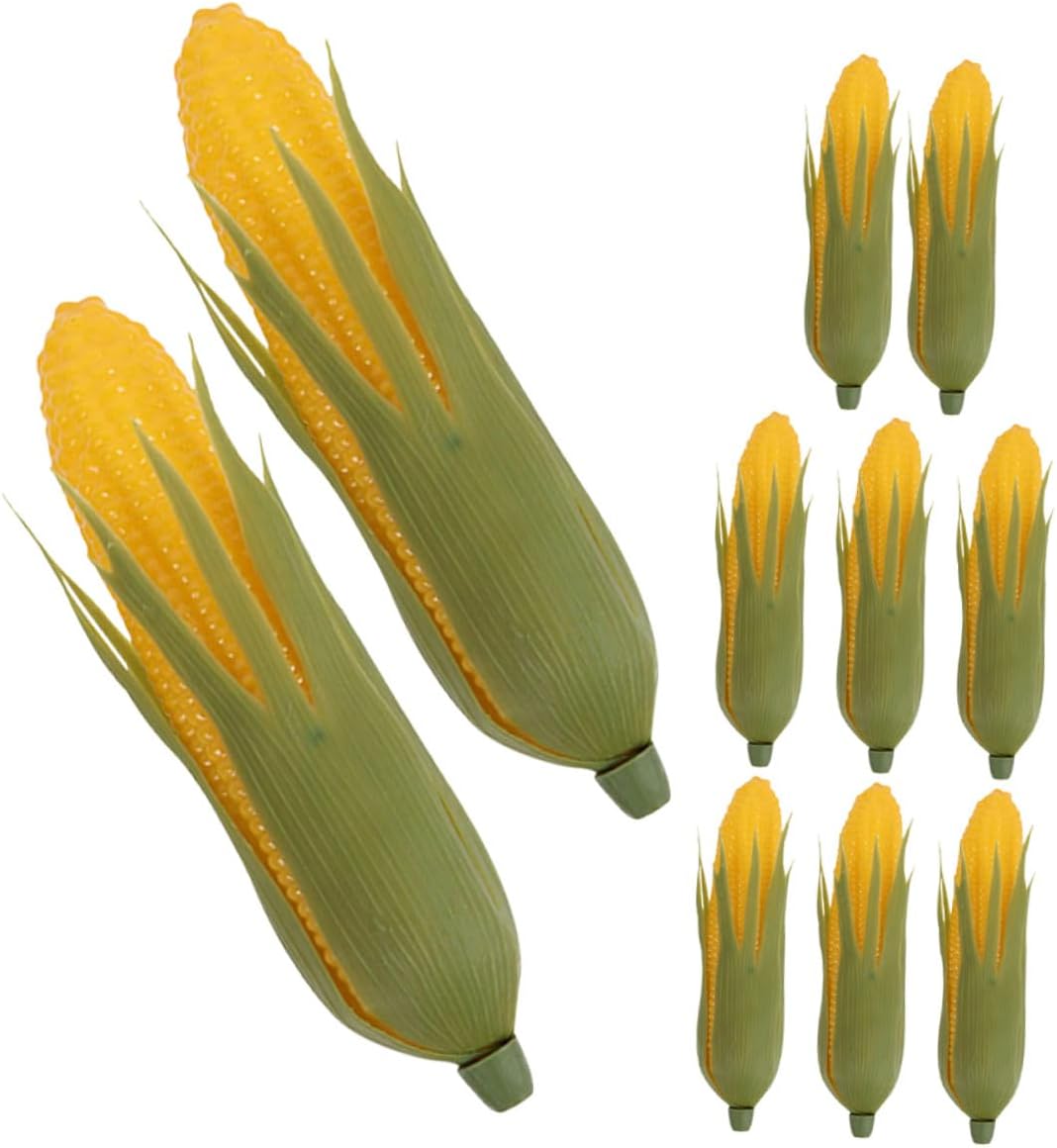 10pcs Artificial Corn Model Lifelike Simulated Fake Vegetable Kitchen Decoration Photography Prop Miniature Plastic Corn for Home and Shop Display