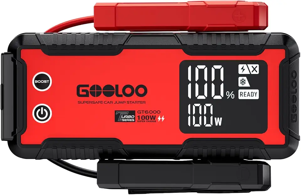 GOOLOO 6000A Jump Starter GT6000 Car Starter with 100W Bi-Directional Fast Charge, Powerful 12V Auto Battery Booster(All Gas &amp; up to 12L Diesel Engine), Supersafe Portable Jump Box for Emergency U