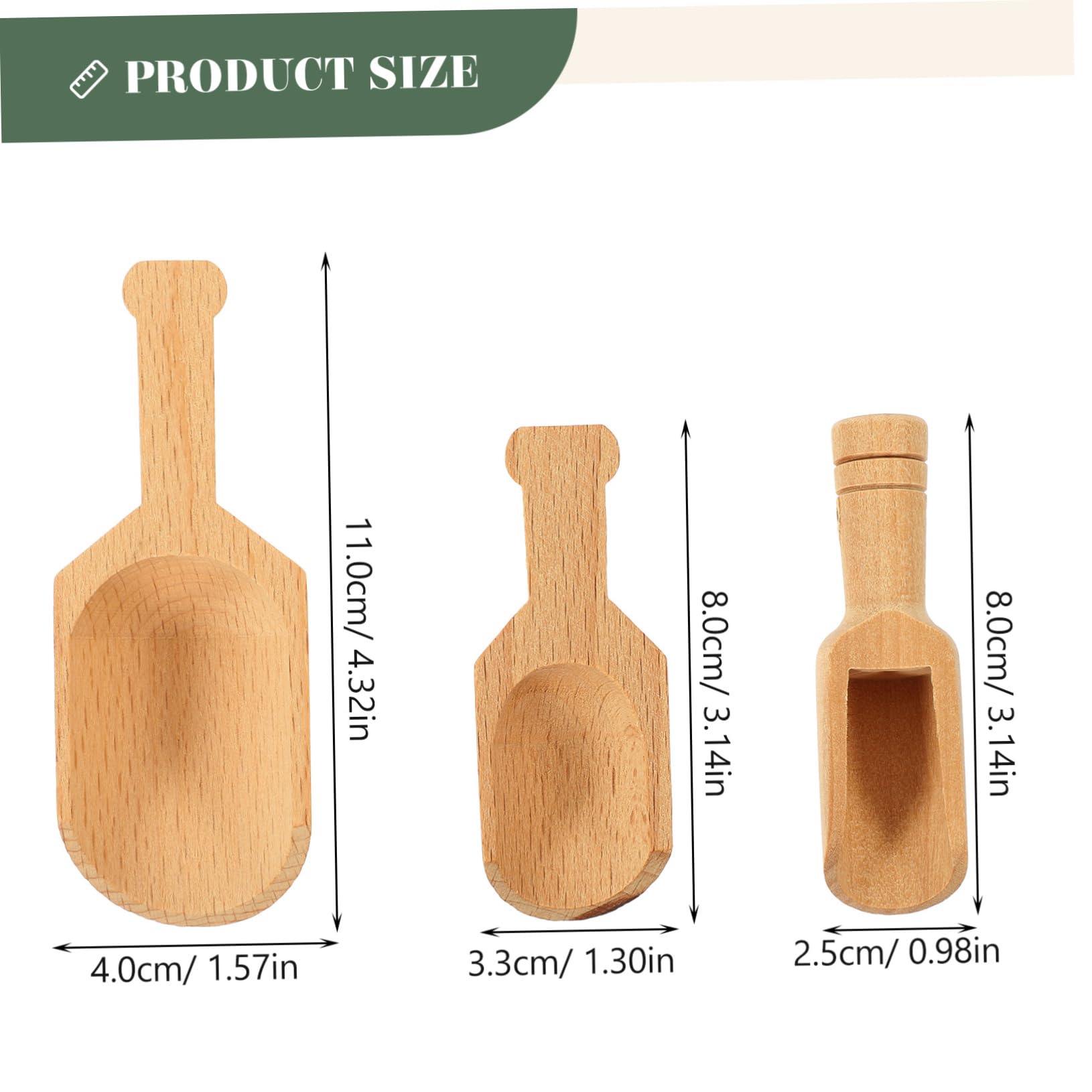 OUNONA 3pcs Wooden Scoops Multi Functional Bath Salt and Tea Spoons for Loose Tea Jars and Fertilizer Ergonomic Handle Elegant Natural Texture Easy to Clean