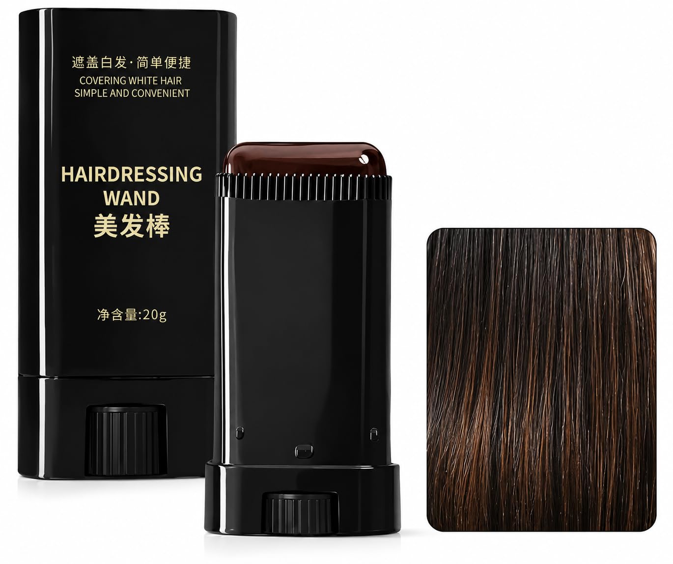 2-in-1 Hairdressing Wand (Dark Brown), Hair Touch Up Comb & Powder Stick with Built-in Comb – Waterproof, Long-Lasting Root Cover Up, Covers Grey Roots & Bald Spots Instantly, 20g (Dark Brown)-image-5