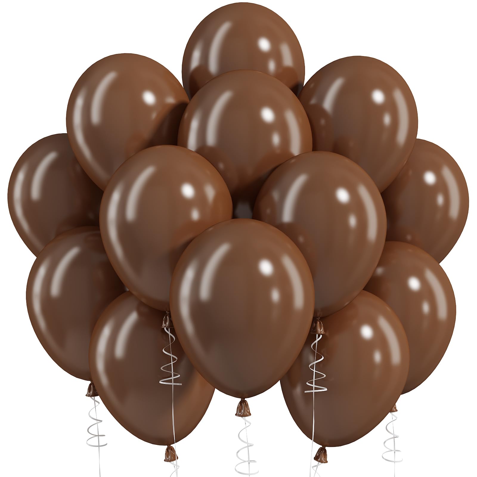 Brown Balloons, 12 Inch Dark Coffee Neutral Latex Party Balloon 30 Pack