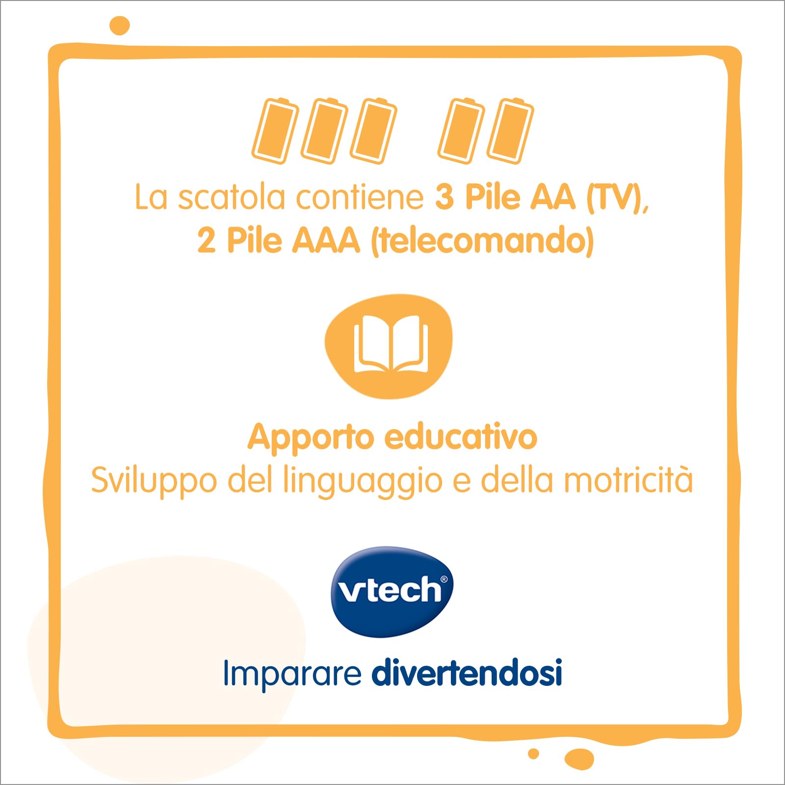 VTech La Mia Prima Smart TV, Televisione Interattiva per Bambini, Telecomando Interattivo Incluso, 10 Canali, 5 Canali Bilingue Italiano e Inglese, Spegnimento Automatico, Batterie Incluse, 12-36 Mesi