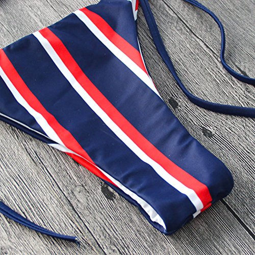 YAUASOPA Womens Triangle Bikini Sets Striped Halter String Bathing Suit 2 Piece Tie Side Swimsuit4