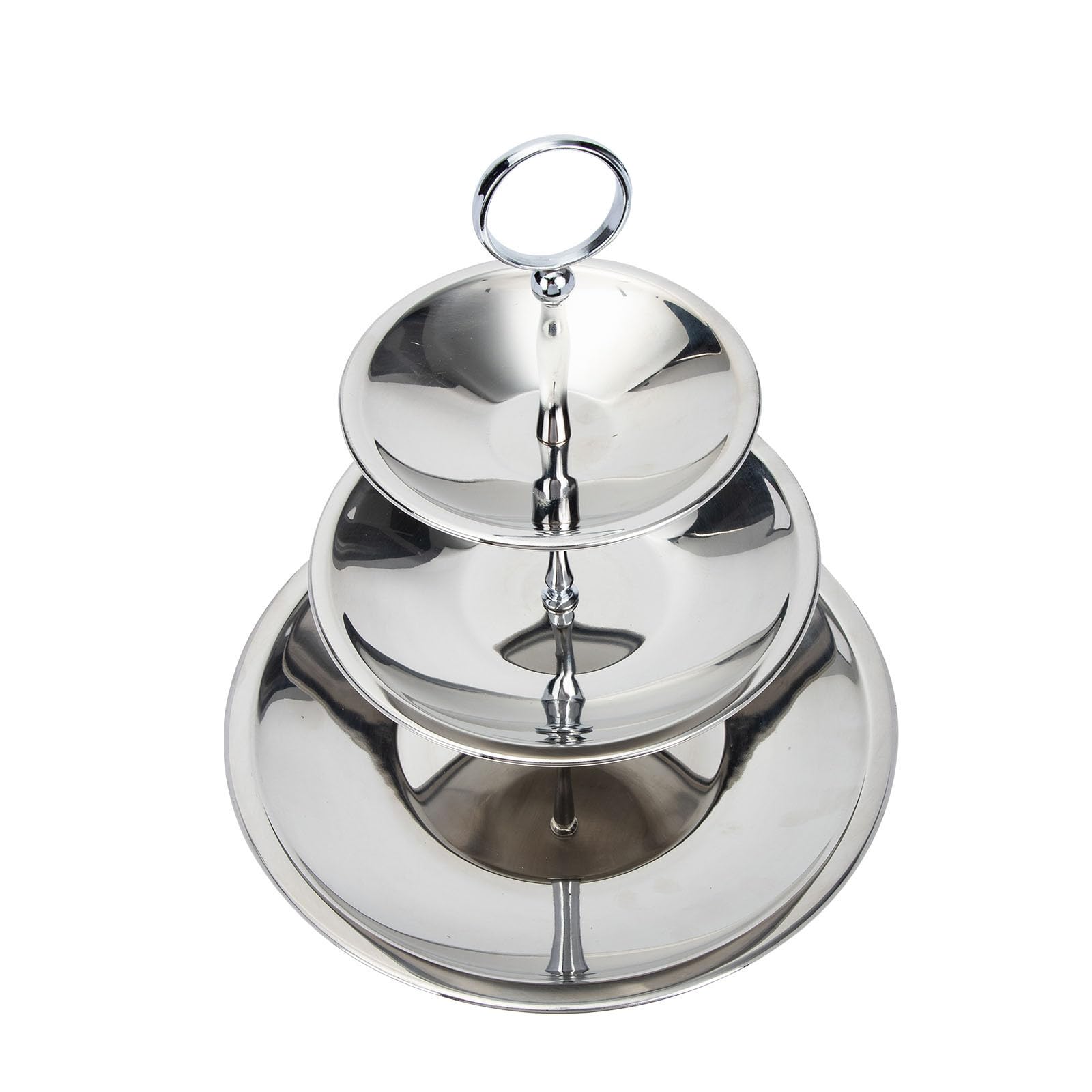 PRETYZOOM Alzatina per Dolci a 3 Piani in Acciaio Inossidabile Argento, Supporto per Servire Snack Piatti Smontabili, per Casa e Picnic