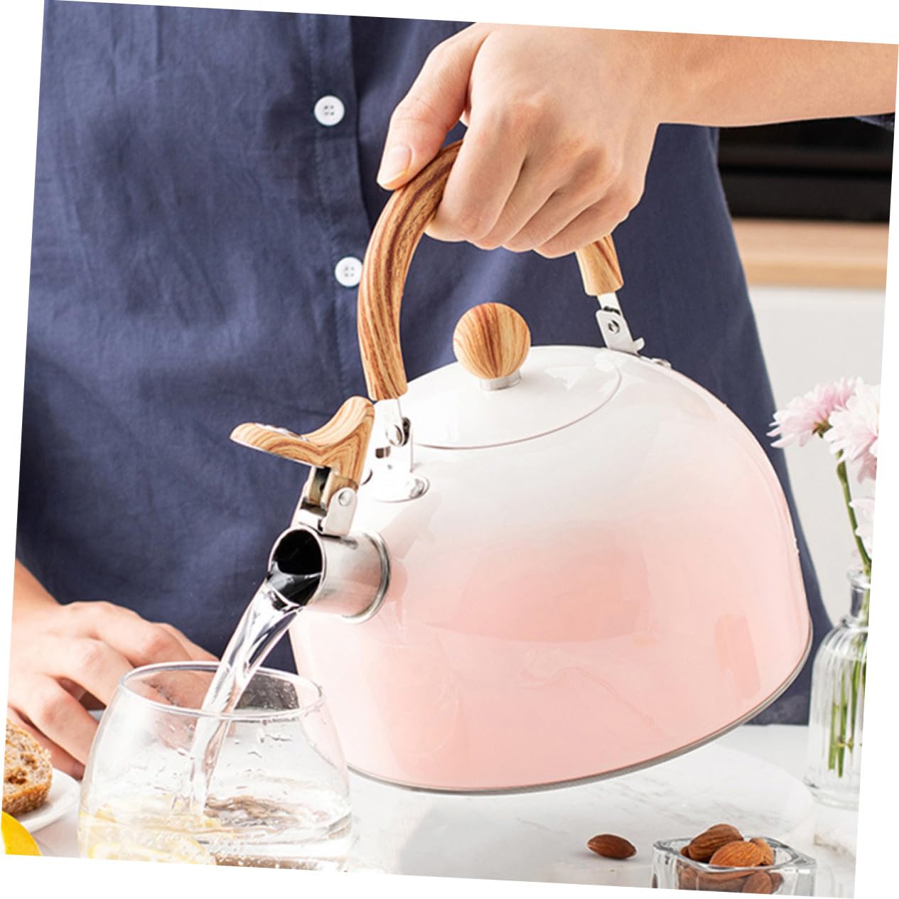 Hervidor de Agua con Silbato de Acero Inoxidable 3 L Rosa