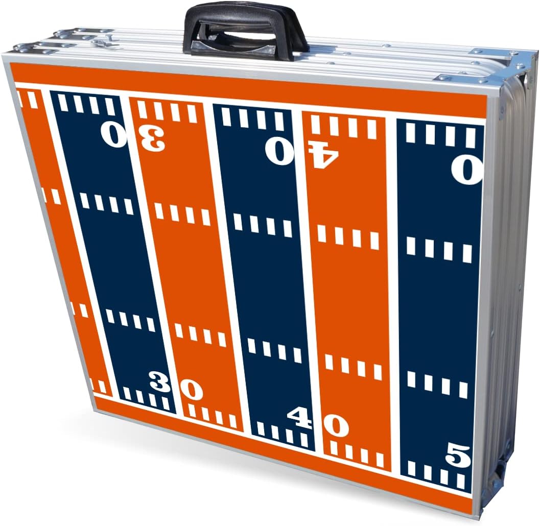 8-Foot Folding Portable Pong Table w/Optional Cup Holes & LED Lights - Denver Football Field (Choose Your Model)