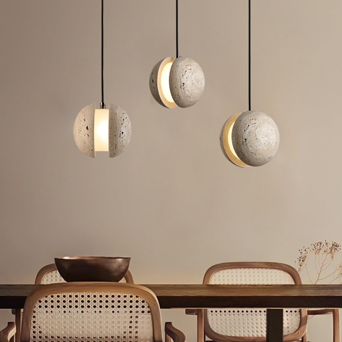 Lampadario sferico Natural Stshade, Mini Lampada retrò, Illuminazione da Comodino, Barra, soffitto, lampade a LED in Stile Giapponese Wabi-Sabi per Tavolo, Soggiorno, Camera da Let