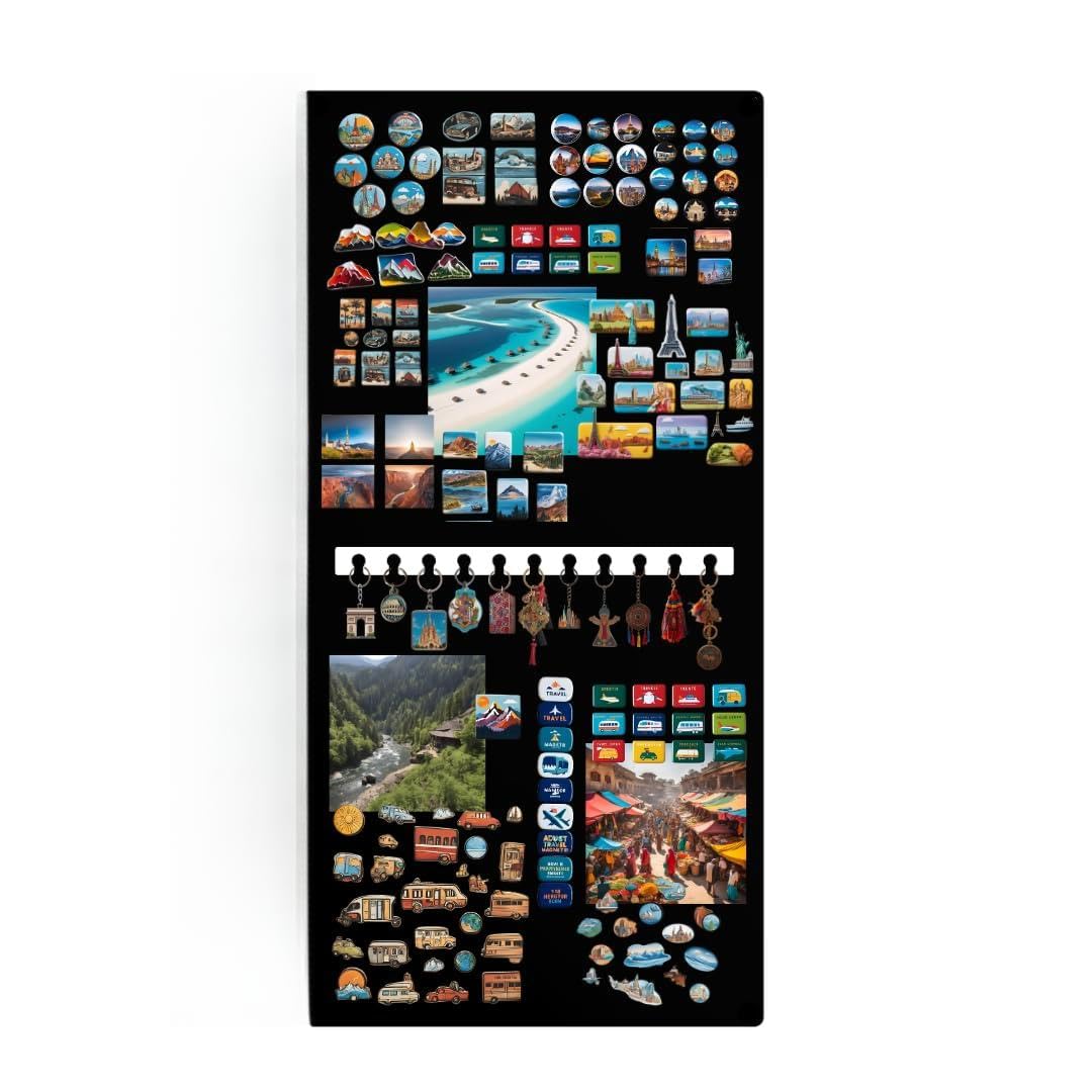 Magnettafel mit Schlüsselhaken Mitte Schwarz 49x100 cm