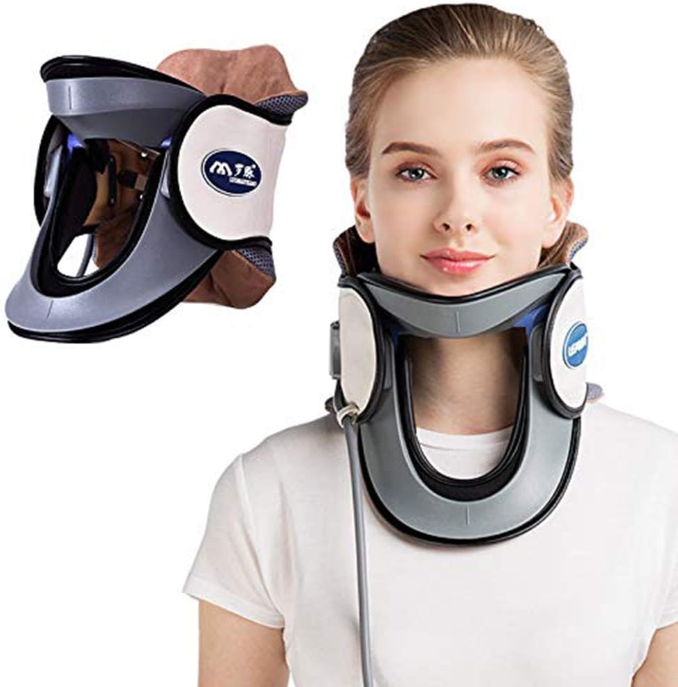 QJXF Medical Neck Cervical Traction Device,Protection Inflatable Neck Stretcher Collar with Pump the Neck- Anytime, Anywhere to Relieve Neck Pain