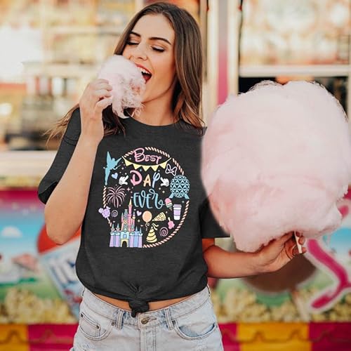 Alltb Best Day Ever Shirt For Women: Magic Kingdom Tshirt Family Vacation Tee Holiday Short Sleeve Tops Grey thumb #2