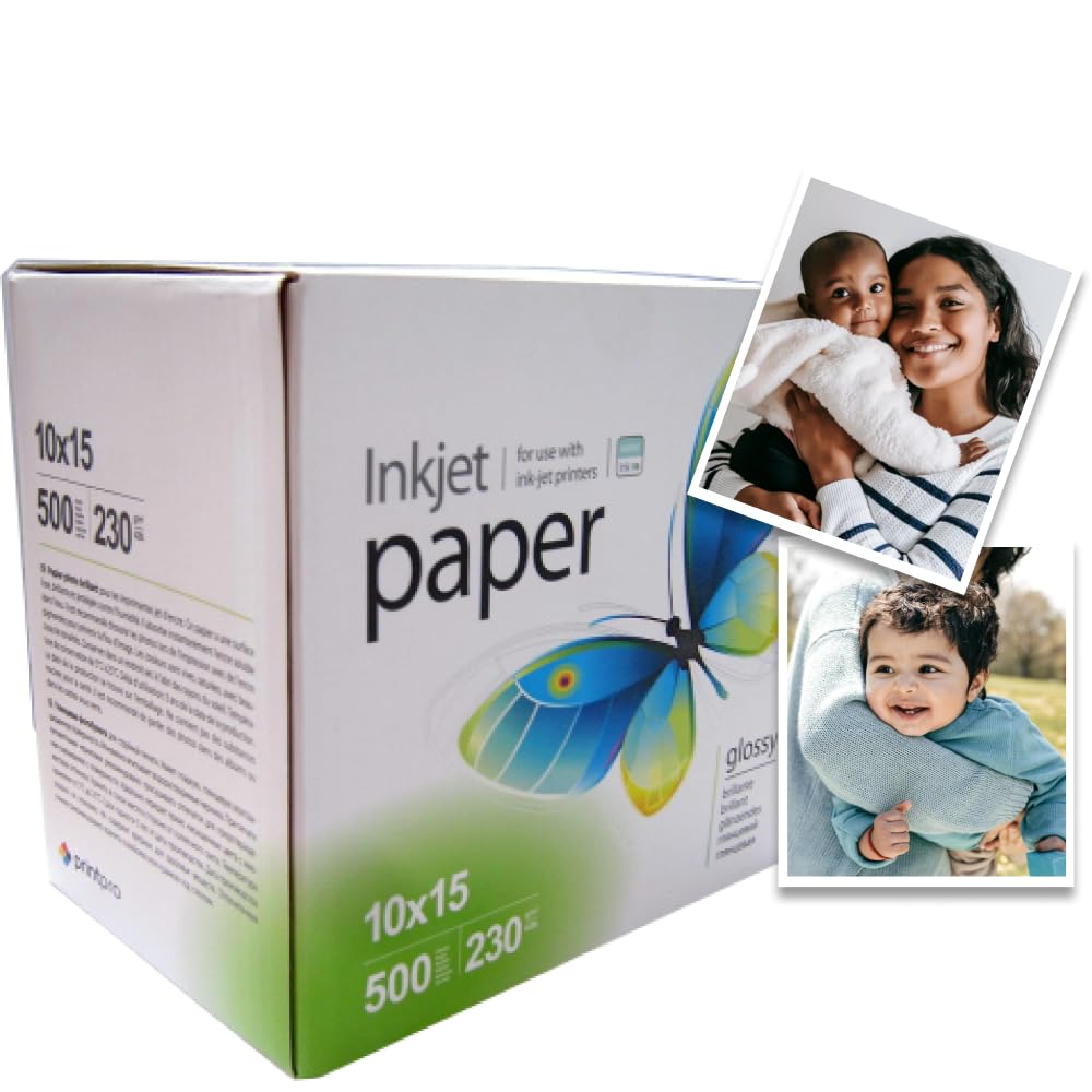 Fotopapier PrintPro von COLORWAY hoch glänzend 230g/m² 500 Blatt 10x15 Sofort Trocken Wasserfest für alle Tintenstrahldrucker