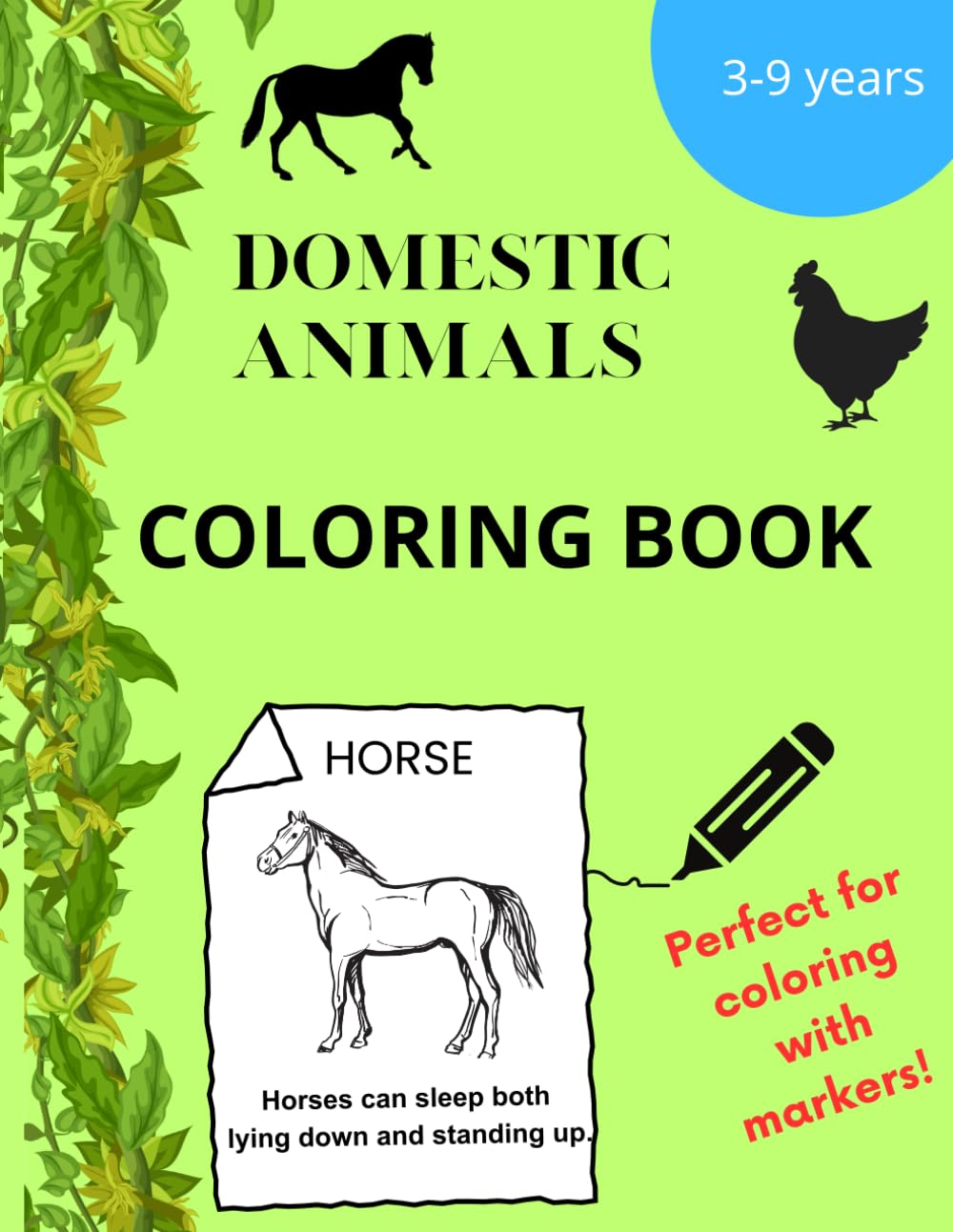 Coloring book Domestic animals: Wild Animals Coloring Book with Facts for Kids Boys&Girls I Preschool Kindergarten Activities I