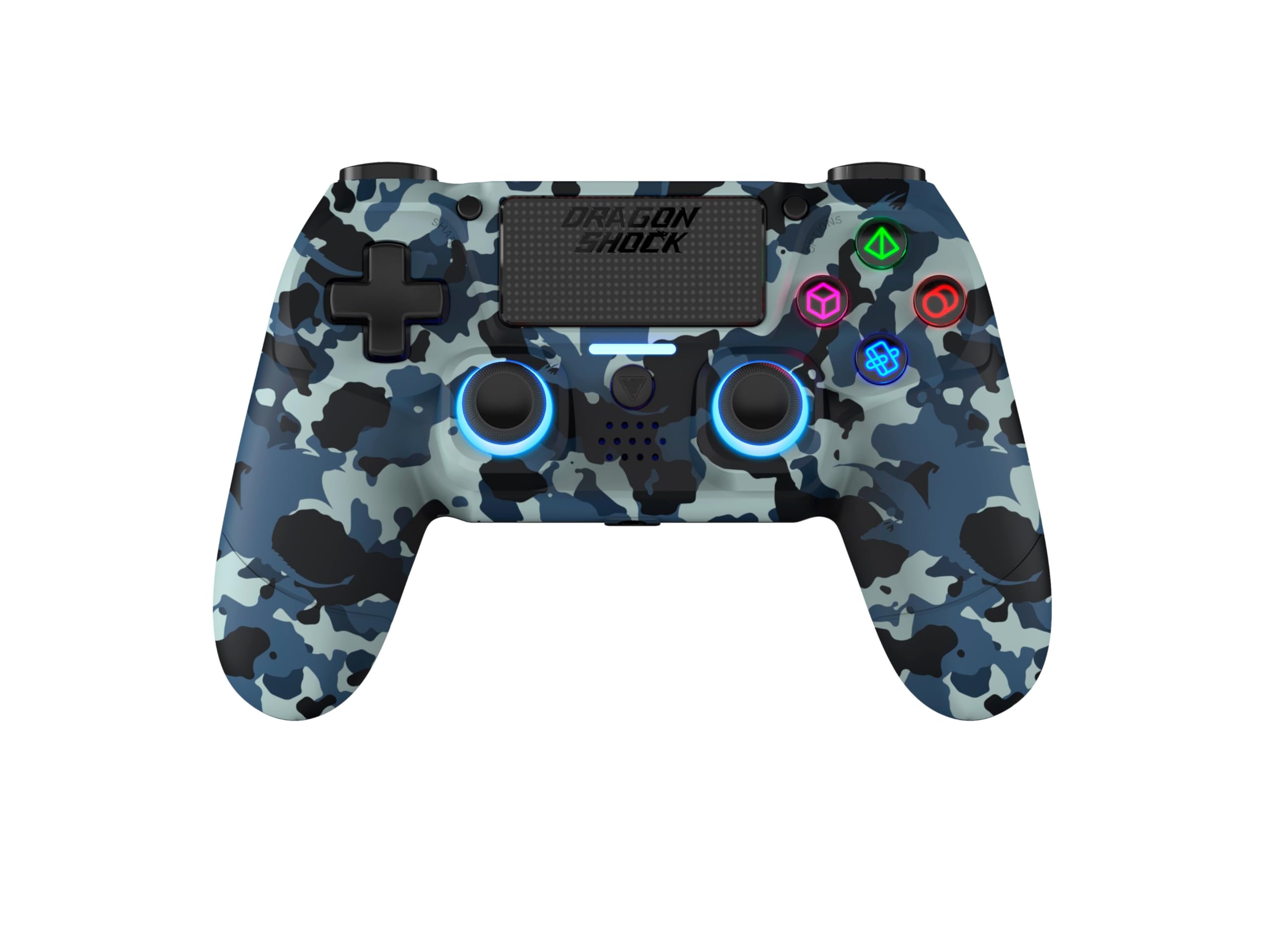 Mizar Manette Sans Fil pour PS4 – Contrôleur Bluetooth Compatible PC & PS3 – Double Vibration, Batterie Rechargeable – Camouflage Bleu
