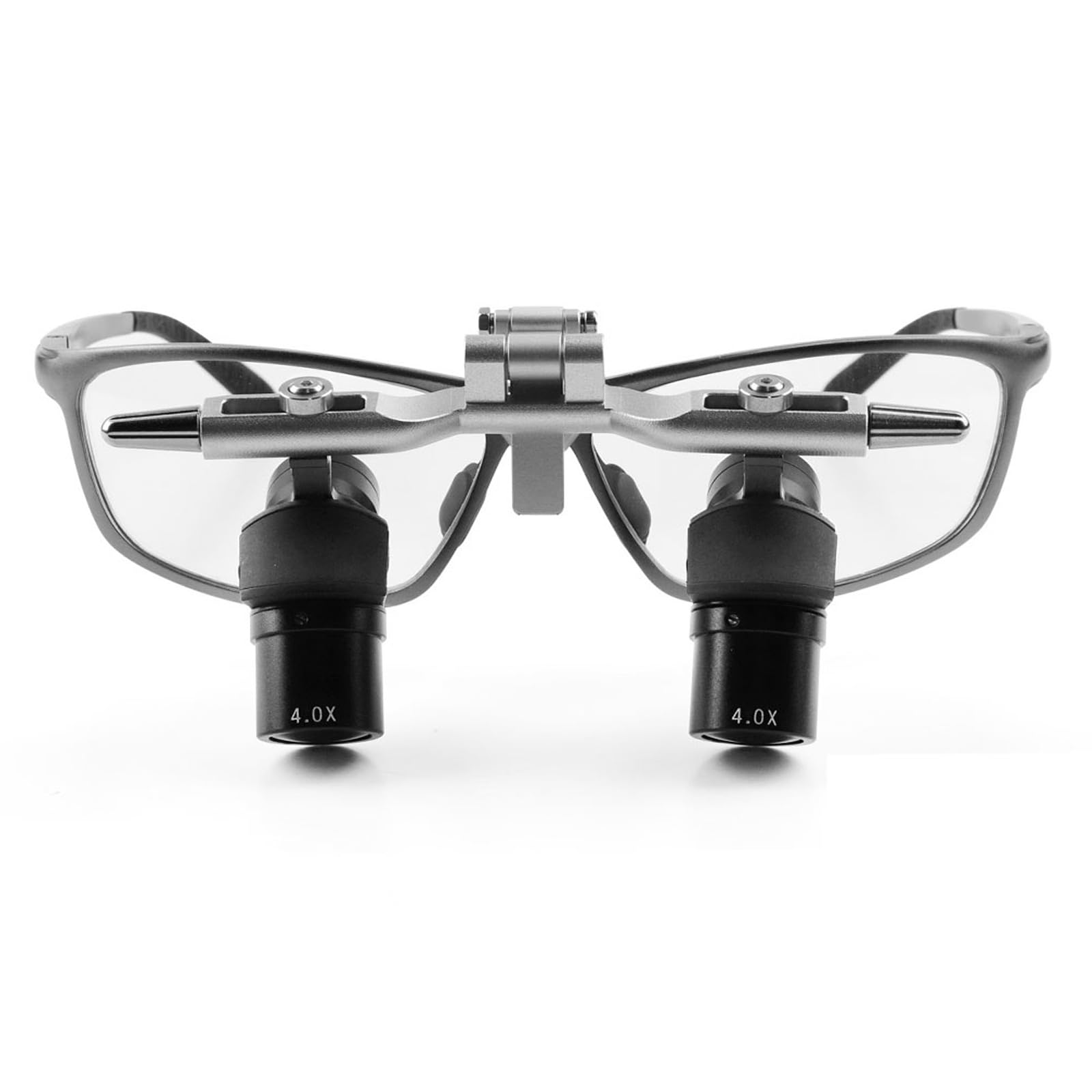 Bonew Silver + Black -Oral High Magnification 4X/5X/6X Ultralight Ergonomic Surgical Binocular Loupes 45° Ergo Loupes Surgical Magnifying Glasses Working Distance 350-450Mm Bend Lens Adjustable (4.0X)