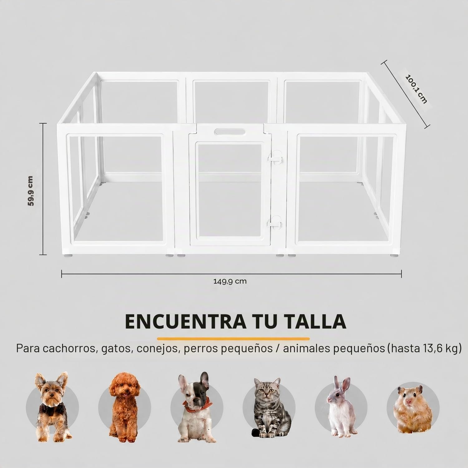 EVERFRONT Corral de plástico acrílico transparente para perros, fácil de montar, corralito para cachorros y gatos