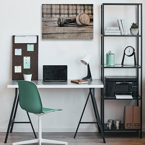 Miniatura 2 de Arte de pared para habitación de niños, póster deportivo de béisbol, arte abstracto, pintura al óleo, cuadro rústico, decoración de pared de baño,