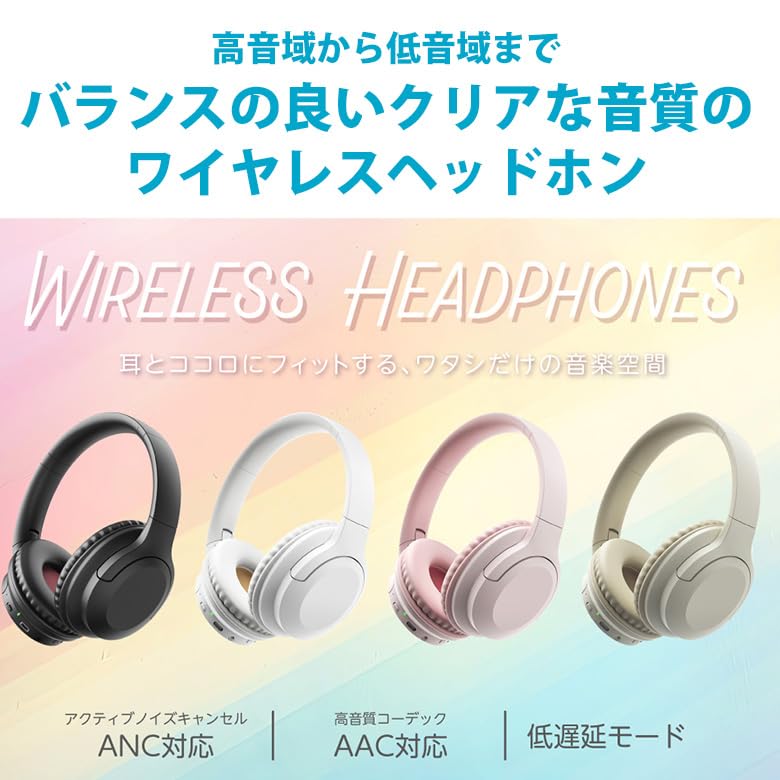 Amazon.co.jp: グリーンハウス ワイヤレスヘッドホン ノイズキャンセル