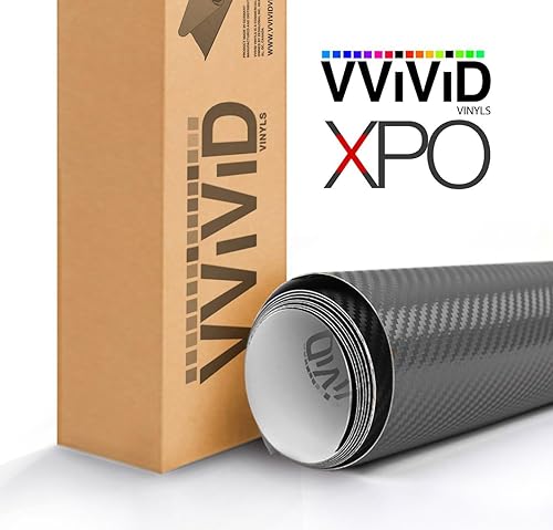 Miniatura 7 de VViViD Rollo de película de vinilo, para cubrir el auto, color gris oscuro, fibra de carbono, con tecnología de liberación de aire.